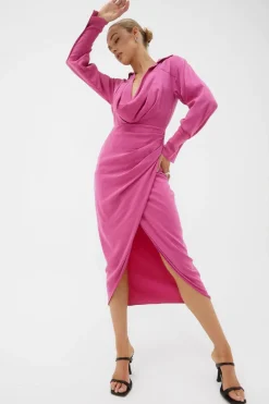 Sovere Studio SOVERE / STUDIO - ATONE MIDI SHIRT DRESS (MAGENTA)