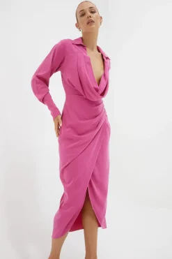 Sovere Studio SOVERE / STUDIO - ATONE MIDI SHIRT DRESS (MAGENTA)