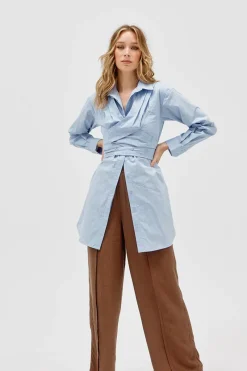 Sovere Studio SOVERE / STUDIO - Dixie Wrap Shirt Dress (Blue)
