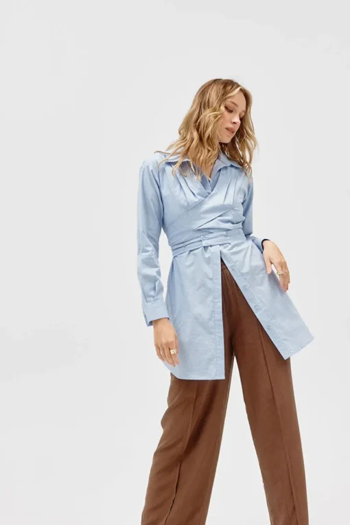 Sovere Studio SOVERE / STUDIO - Dixie Wrap Shirt Dress (Blue)