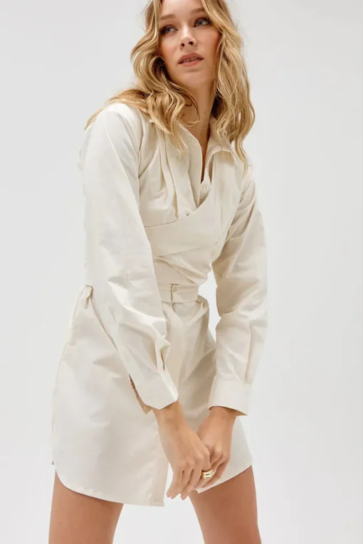 Sovere Studio SOVERE / STUDIO - Dixie Wrap Shirt Dress (Sand)