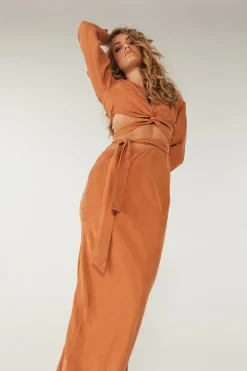 Sovere Studio SOVERE / STUDIO - Encore Wrap & Tie Midi Dress (Copper) FINAL SALE