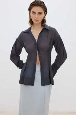 Sovere Studio SOVERE / STUDIO - ENIGMA SEMI SHEER SHIRT (BLACK)