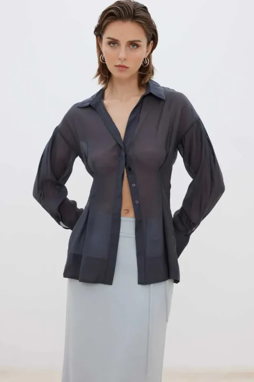 Sovere Studio SOVERE / STUDIO - ENIGMA SEMI SHEER SHIRT (BLACK)