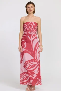 Sovere Studio SOVERE / STUDIO - FLORA STRAPLESS DRESS (HIBISCUS)
