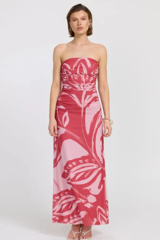 Sovere Studio SOVERE / STUDIO - FLORA STRAPLESS DRESS (HIBISCUS)