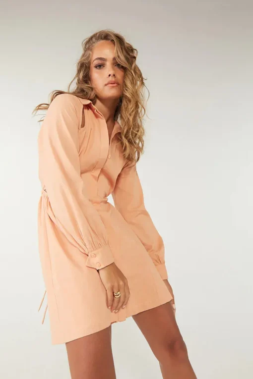 Sovere Studio SOVERE / STUDIO - Glimpse Mini Shirt Dress (Apricot) FINAL SALE
