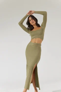 Women Sovere Studio SOVERE / STUDIO - Inertia Midi Skirt (Green Tea) FINAL SALE