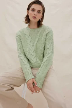 Women Sovere Studio SOVERE / STUDIO - LINKED CABLE SWEATER (ARTICHOKE)