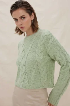 Women Sovere Studio SOVERE / STUDIO - LINKED CABLE SWEATER (ARTICHOKE)