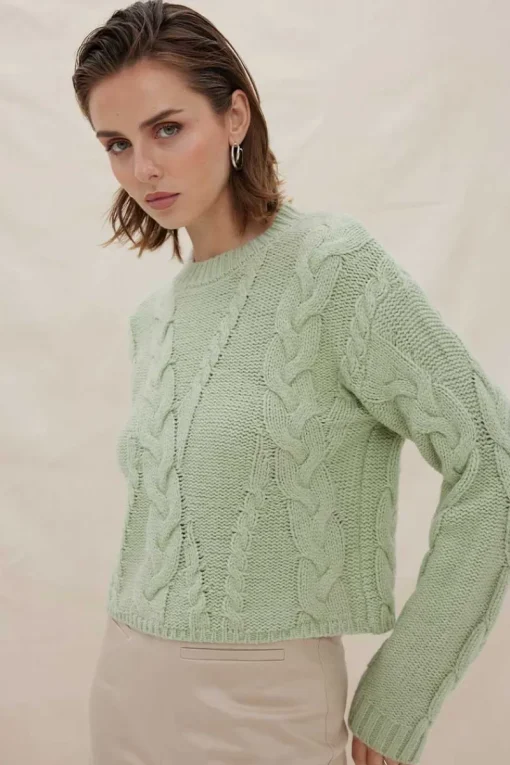 Women Sovere Studio SOVERE / STUDIO - LINKED CABLE SWEATER (ARTICHOKE)