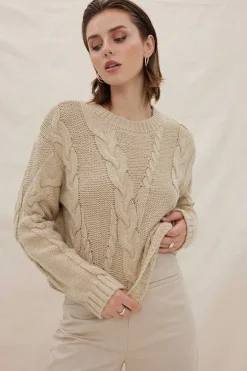 Women Sovere Studio SOVERE / STUDIO - LINKED CABLE SWEATER (FAWN)