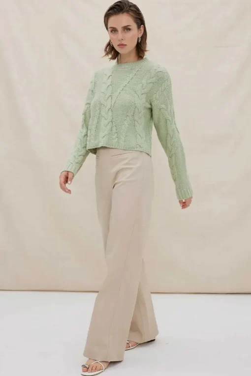 Women Sovere Studio SOVERE / STUDIO - LINKED CABLE SWEATER (ARTICHOKE)
