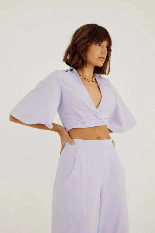 Women Sovere Studio SOVERE / STUDIO - OUTLINE WRAP SHIRT (PALE PERI)