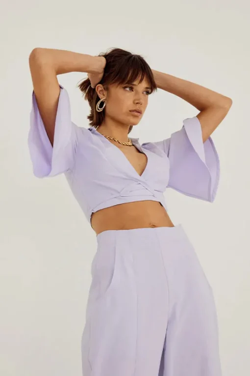 Women Sovere Studio SOVERE / STUDIO - OUTLINE WRAP SHIRT (PALE PERI)