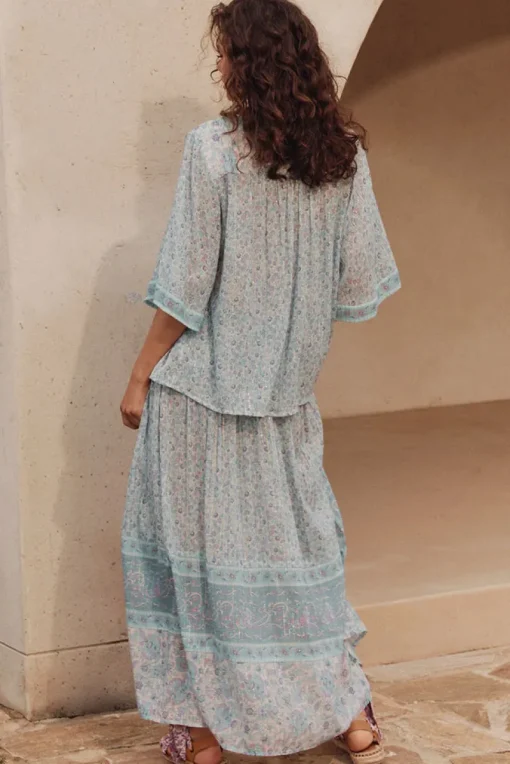 Women Spell AND GYPSY COLLECTIVE - LITTLE BIRD MAXI SKIRT (SKY)