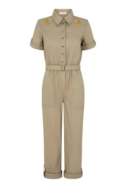 Women Spell AND THE GYPSY COLLECTIVE - FOXGLOVE EMBROIDERED BOILERSUIT (KHAKI)