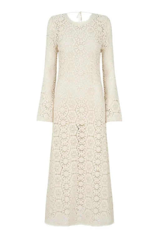 Women Spell AND THE GYPSY COLLECTIVE - HELENA CROCHET LACE GOWN (CREAM)