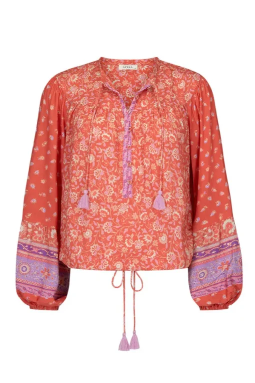 Women Spell AND THE GYPSY COLLECTIVE - SUNSHINE BANDIT BLOUSE (CAYENNE)