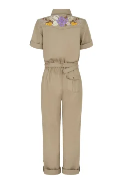 Women Spell AND THE GYPSY COLLECTIVE - FOXGLOVE EMBROIDERED BOILERSUIT (KHAKI)