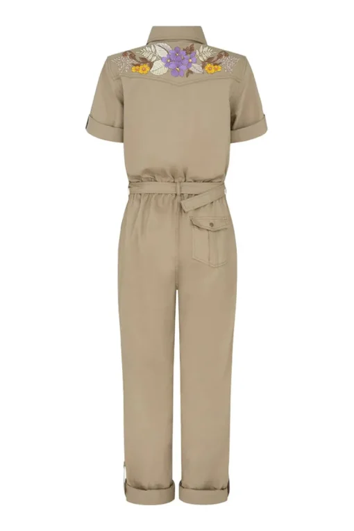 Women Spell AND THE GYPSY COLLECTIVE - FOXGLOVE EMBROIDERED BOILERSUIT (KHAKI)