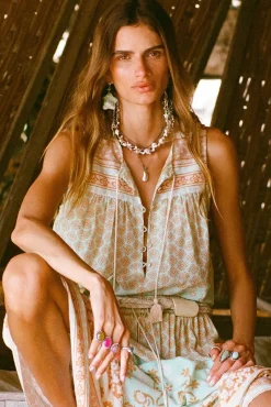 Women Spell AND THE GYPSY COLLECTIVE - SWEET NOTHINGS SLEEVELESS BLOUSE (PEPPERMINT)