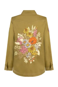 Spell AND THE GYPSY COLLECTIVE - FOXGLOVE EMBROIDERED SHIRT (OLIVE)