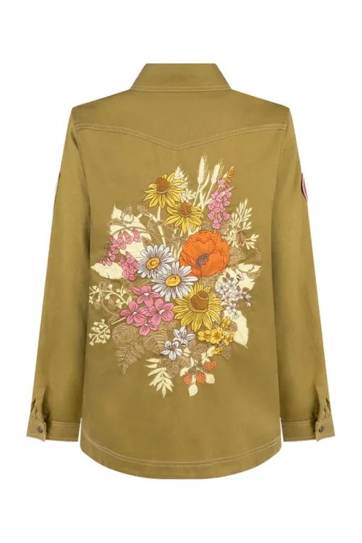 Spell AND THE GYPSY COLLECTIVE - FOXGLOVE EMBROIDERED SHIRT (OLIVE)