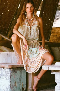 Women Spell AND THE GYPSY COLLECTIVE - SWEET NOTHINGS MAXI SKIRT (PEPPERMINT)