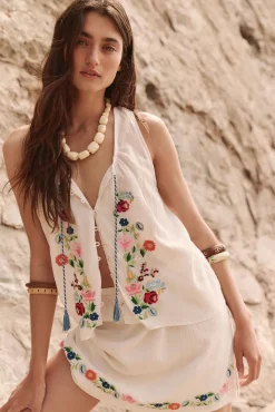 Women Spell AND THE GYPSY COLLECTIVE - FLORAPALOOSA EMBROIDERED MINI SKIRT