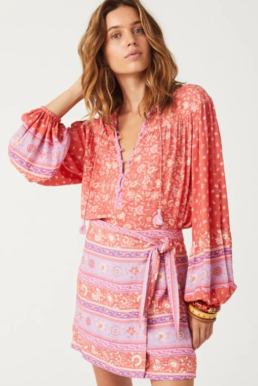 Women Spell AND THE GYPSY COLLECTIVE - SUNSHINE BANDIT BLOUSE (CAYENNE)
