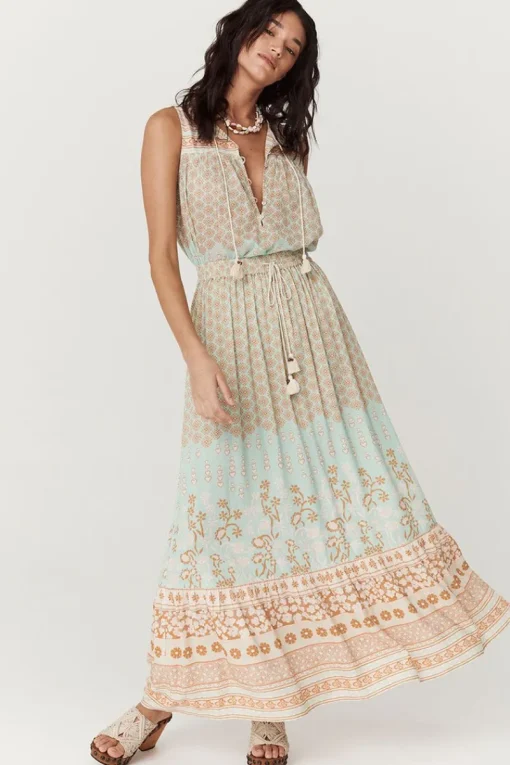Women Spell AND THE GYPSY COLLECTIVE - SWEET NOTHINGS MAXI SKIRT (PEPPERMINT)
