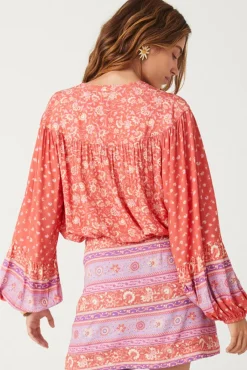 Women Spell AND THE GYPSY COLLECTIVE - SUNSHINE BANDIT BLOUSE (CAYENNE)