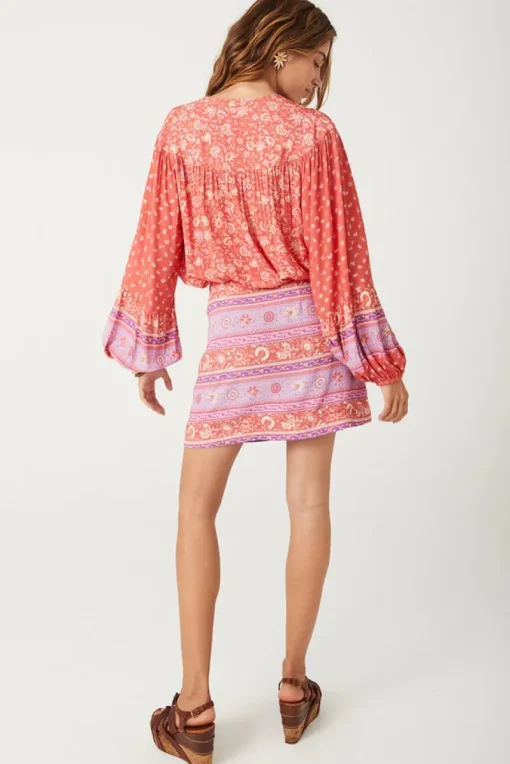 Women Spell AND THE GYPSY COLLECTIVE - SUNSHINE BANDIT WRAP MINI SKIRT (CAYENNE)