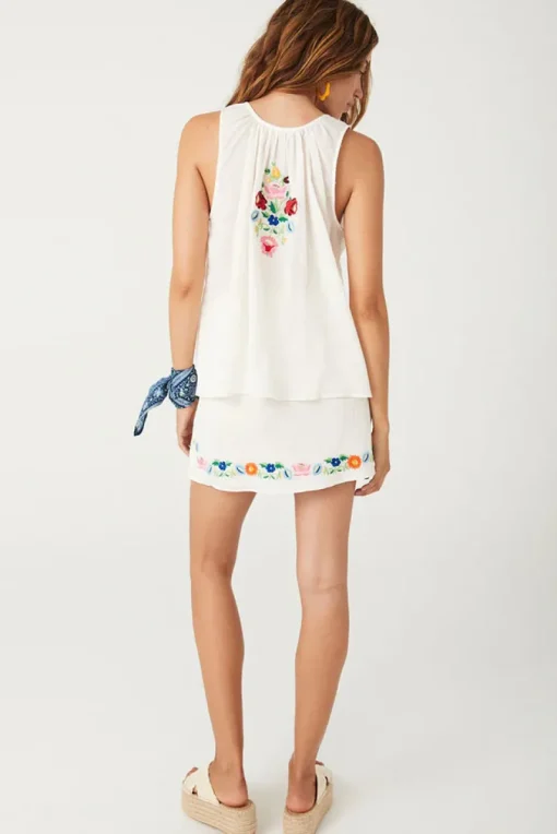 Women Spell AND THE GYPSY COLLECTIVE - FLORAPALOOSA EMBROIDERED MINI SKIRT
