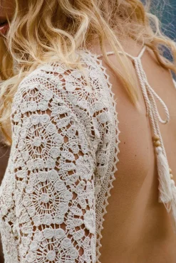 Women Spell AND THE GYPSY COLLECTIVE - HELENA CROCHET LACE GOWN (CREAM)