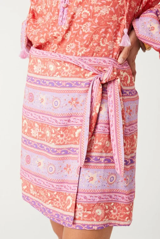 Women Spell AND THE GYPSY COLLECTIVE - SUNSHINE BANDIT WRAP MINI SKIRT (CAYENNE)