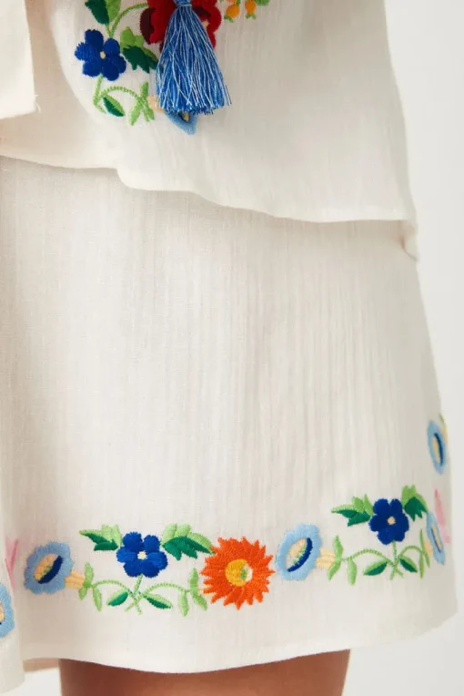 Women Spell AND THE GYPSY COLLECTIVE - FLORAPALOOSA EMBROIDERED MINI SKIRT