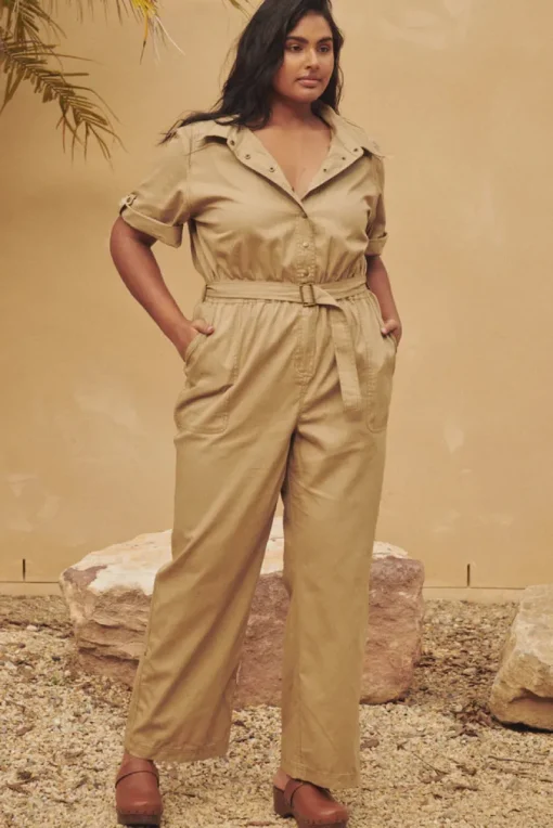 Women Spell AND THE GYPSY COLLECTIVE - FOXGLOVE EMBROIDERED BOILERSUIT (KHAKI)