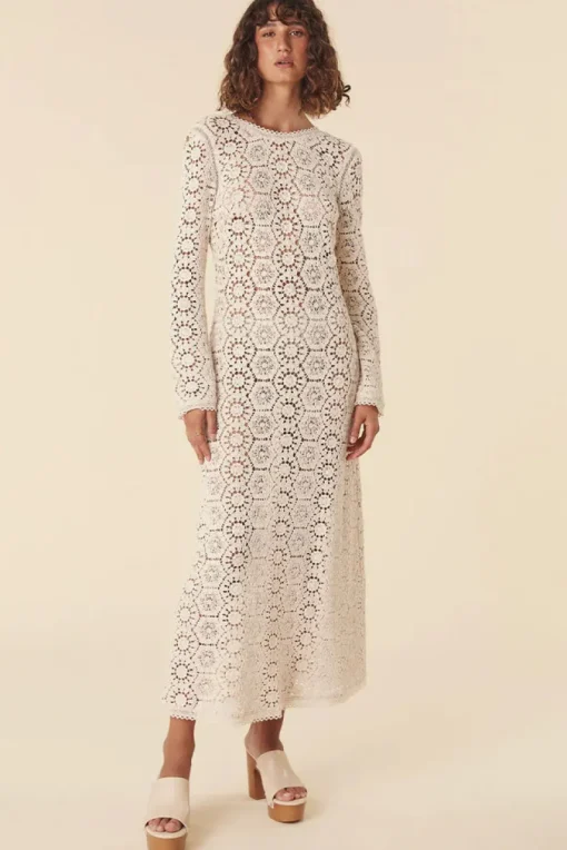 Women Spell AND THE GYPSY COLLECTIVE - HELENA CROCHET LACE GOWN (CREAM)