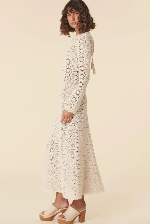 Women Spell AND THE GYPSY COLLECTIVE - HELENA CROCHET LACE GOWN (CREAM)