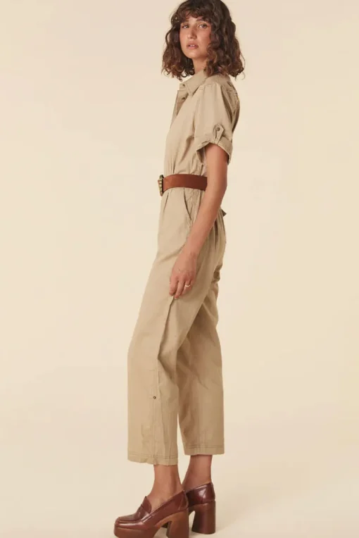 Women Spell AND THE GYPSY COLLECTIVE - FOXGLOVE EMBROIDERED BOILERSUIT (KHAKI)