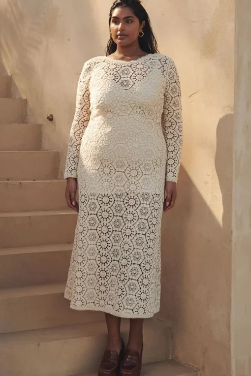 Women Spell AND THE GYPSY COLLECTIVE - HELENA CROCHET LACE GOWN (CREAM)