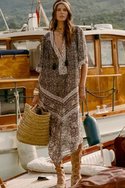 Spell AND THE GYSPY COLLECTIVE - LITTLE BIRD FLUTTER MAXI DRESS (MIDNIGHT)