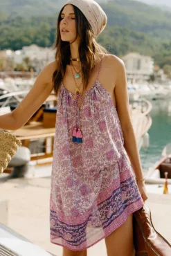Spell AND THE GYSPY COLLECTIVE - LITTLE BIRD STRAPPY MINI DRESS (BERRY)