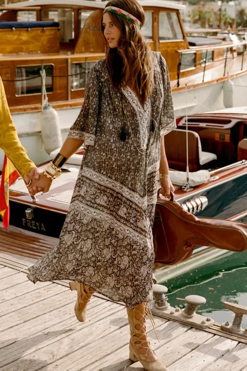 Spell AND THE GYSPY COLLECTIVE - LITTLE BIRD FLUTTER MAXI DRESS (MIDNIGHT)