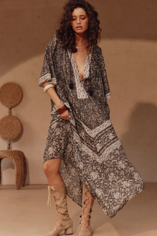 Spell AND THE GYSPY COLLECTIVE - LITTLE BIRD FLUTTER MAXI DRESS (MIDNIGHT)