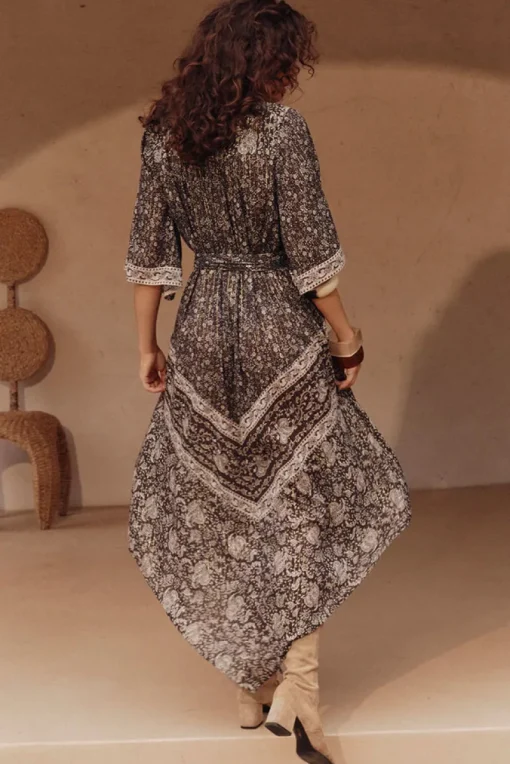 Spell AND THE GYSPY COLLECTIVE - LITTLE BIRD FLUTTER MAXI DRESS (MIDNIGHT)