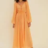 Suboo - AURA LONG SLEEVE CUT OUT MIDI DRESS (MELON)