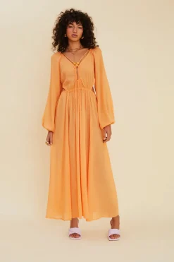 Suboo - AURA LONG SLEEVE CUT OUT MIDI DRESS (MELON)
